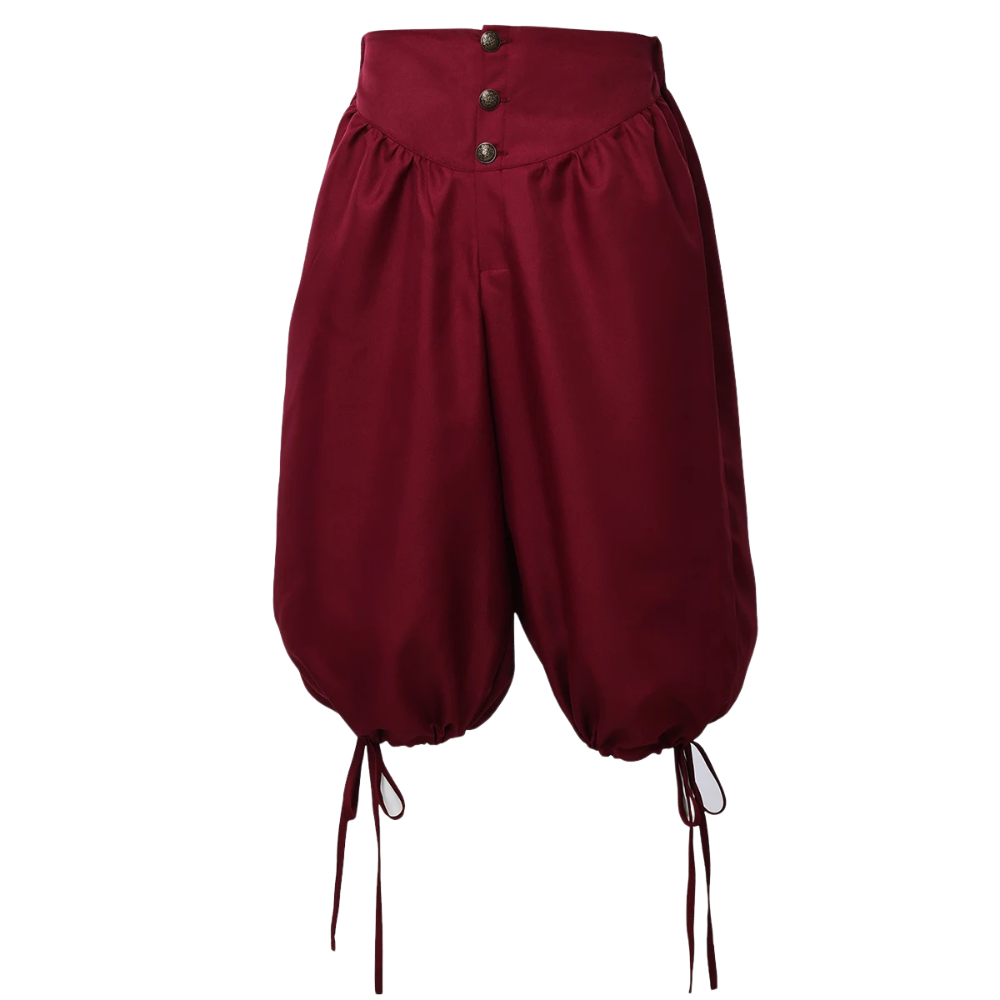 Renporium's burgundy Pirate Breeches, pirate pants for Renaissance fairs and cosplay.