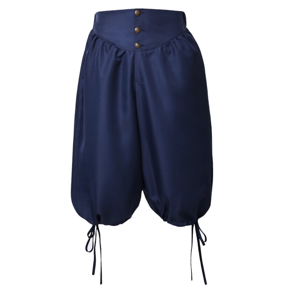 Renporium's navy blue Pirate Breeches, pirate pants for Renaissance fairs and cosplay.