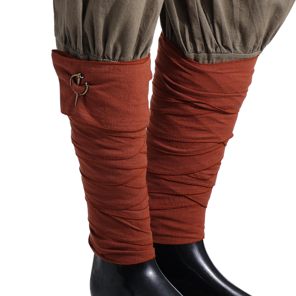 Renporium's Viking Leg Wraps in Brown. These leg wraps pair effortlessly with any medieval trousers to give your Viking look at any Renaissance Fair the perfect touch.