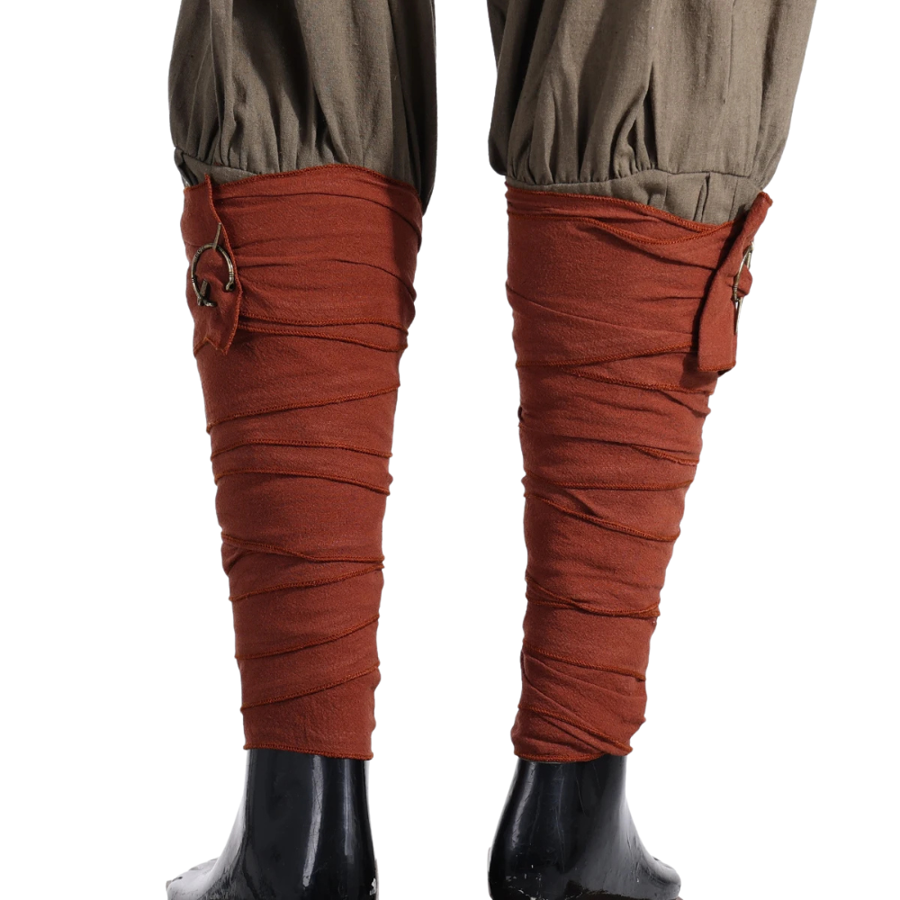 Renporium's Viking Leg Wraps in Brown. These leg wraps pair effortlessly with any medieval trousers to give your Viking look at any Renaissance Fair the perfect touch.