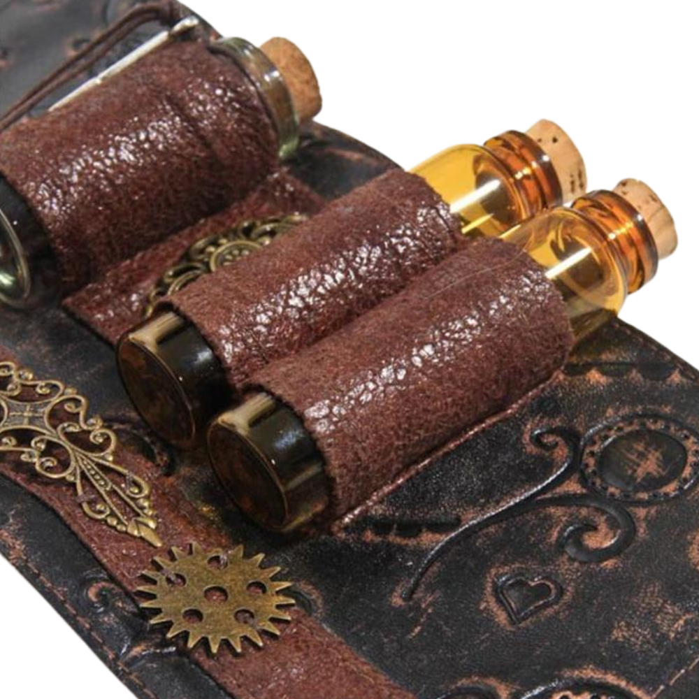 Three vial holster for belt, perfect as a renaissance fair accessory