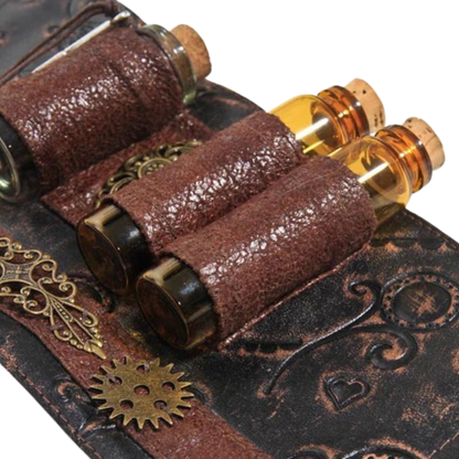 Three vial holster for belt, perfect as a renaissance fair accessory