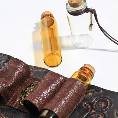 Three vial holster for belt, perfect as a renaissance fair accessory