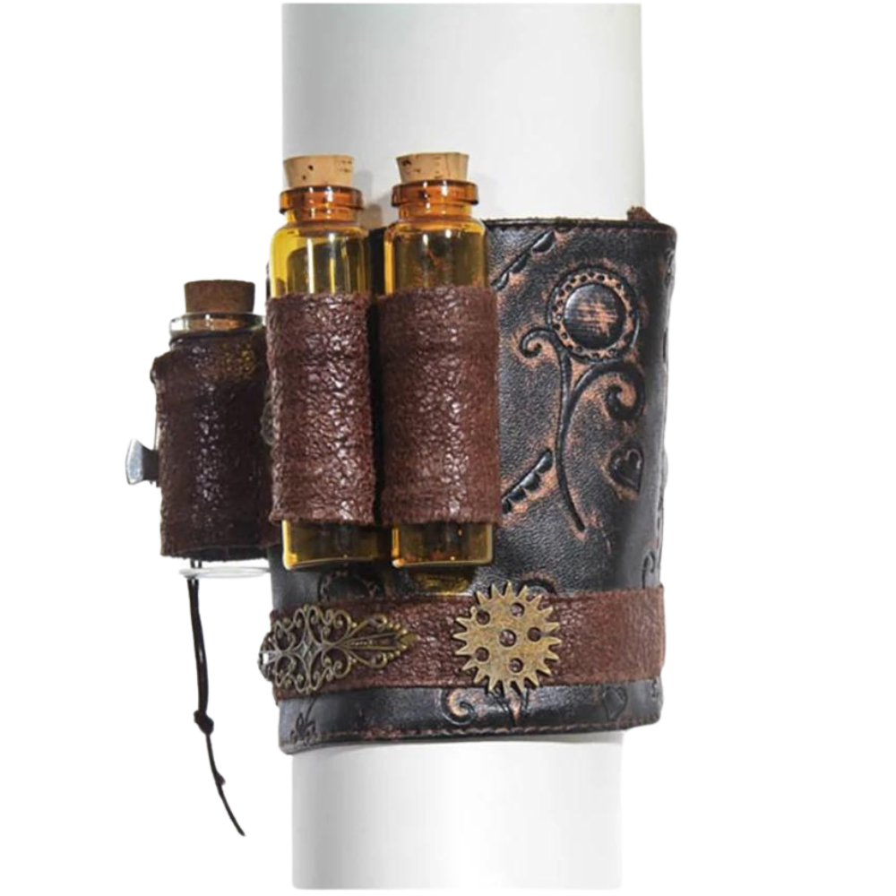 Three vial holster for belt, perfect as a renaissance fair accessory