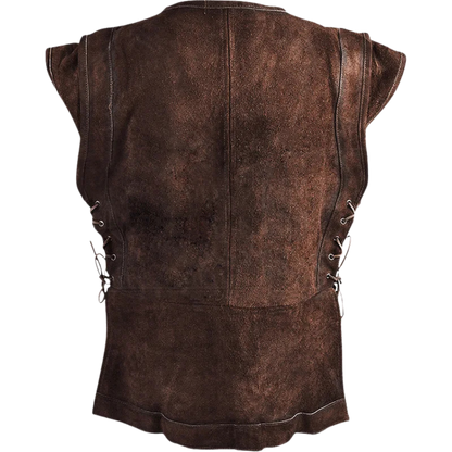 The back of Renporium's Brown Berserker Shirt, ideal for Viking or barbarian garb at your next Renaissance faire.