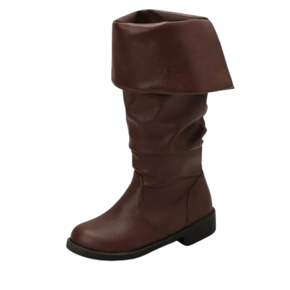 Brown Buccaneer's Foldover Boots, ideal for pirate cosplay or general walking boots at Renaissance fairs.