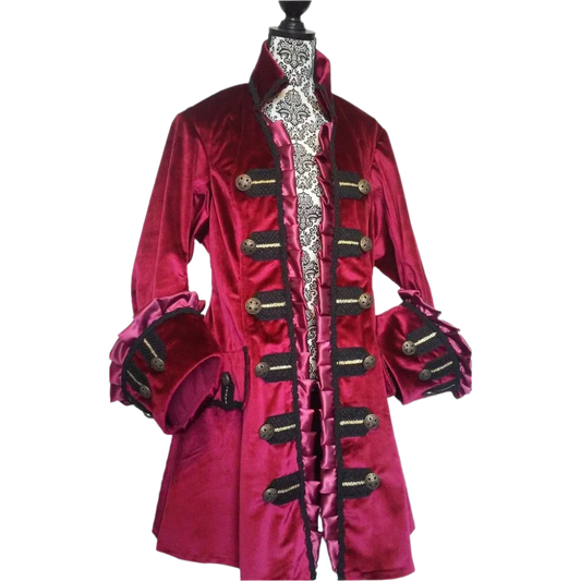 Crimson Captain's Coat, perfect pirate garb for Pirate's weekend at your favorite Renaissance festival.