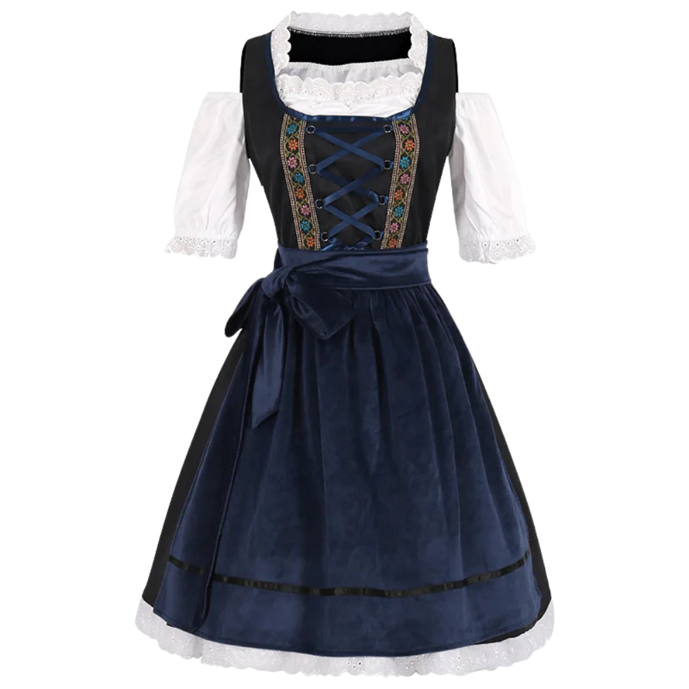 Maiden's Velvet Lace-Up Oktoberfest Dirndl, Bavarian beer maiden apparel great for Oktoberfest events.