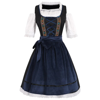 Maiden's Velvet Lace-Up Oktoberfest Dirndl, Bavarian beer maiden apparel great for Oktoberfest events.