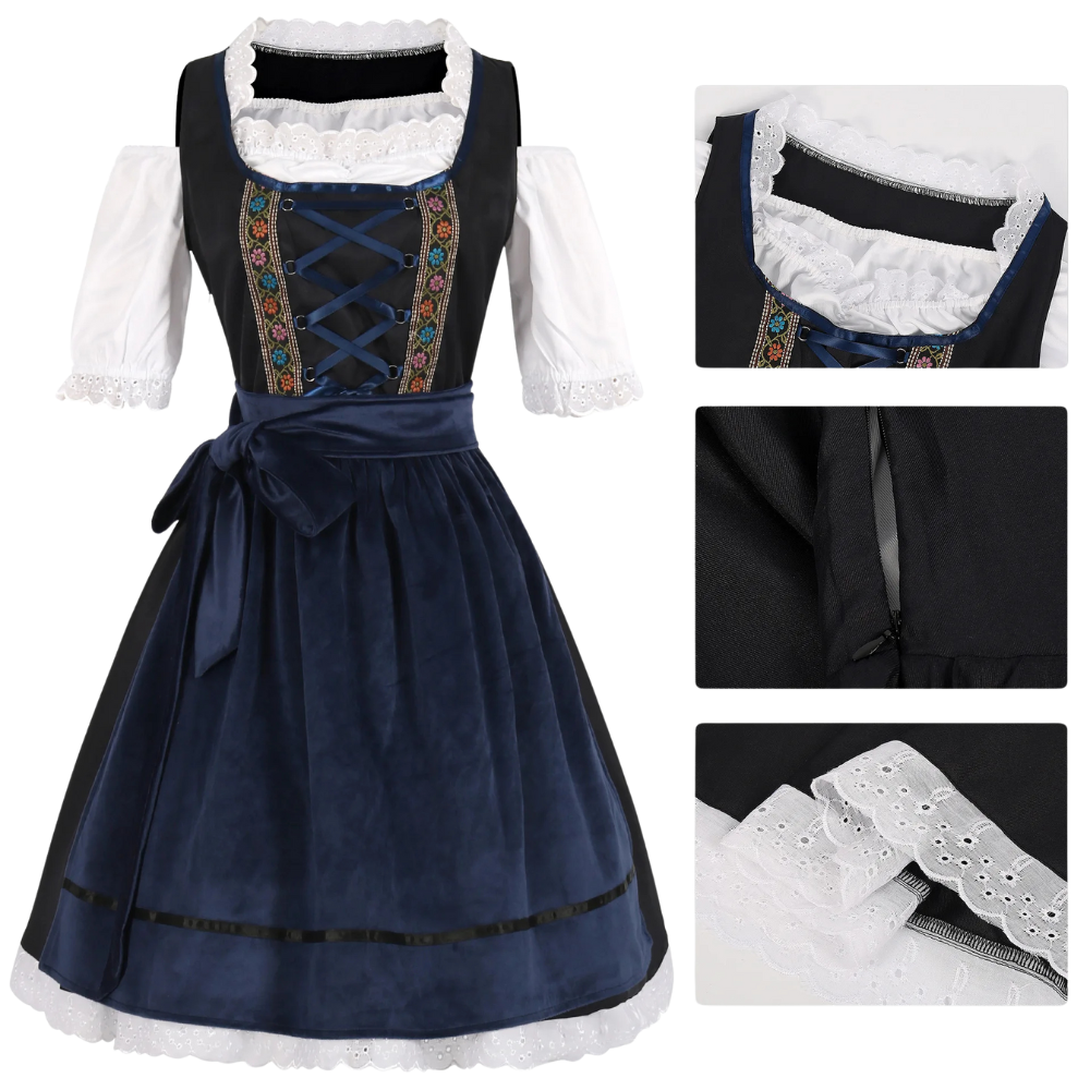 Maiden's Velvet Lace-Up Oktoberfest Dirndl, Bavarian beer maiden apparel great for Oktoberfest events.