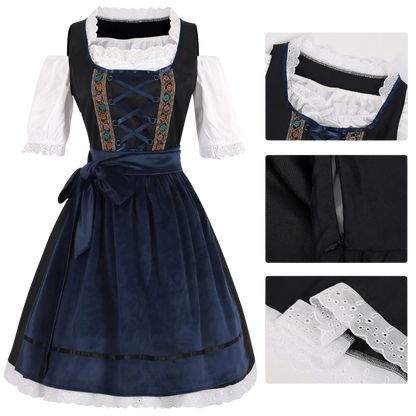 Maiden's Velvet Lace-Up Oktoberfest Dirndl, Bavarian beer maiden apparel great for Oktoberfest events.