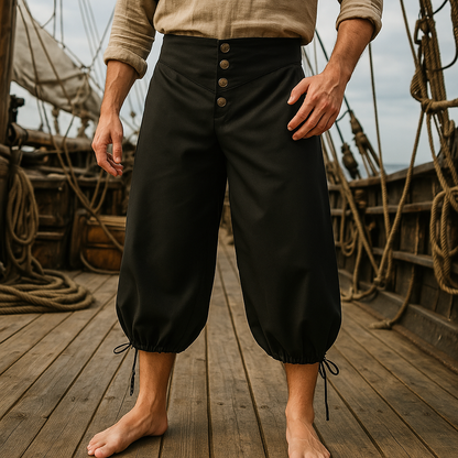 Renporium's black Pirate Breeches, pirate pants for Renaissance fairs and cosplay.