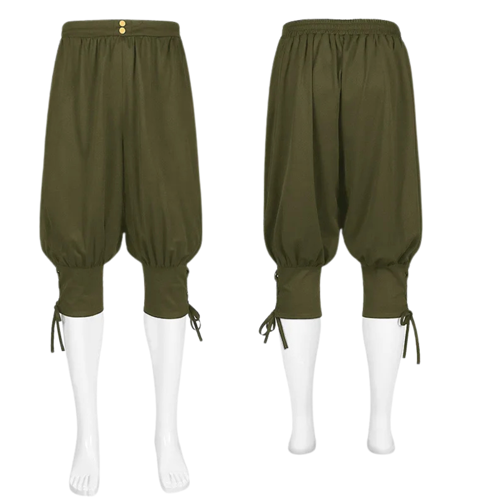 Olive green Rogue's Knot Medieval Breeches; great Renaissance fair pants.